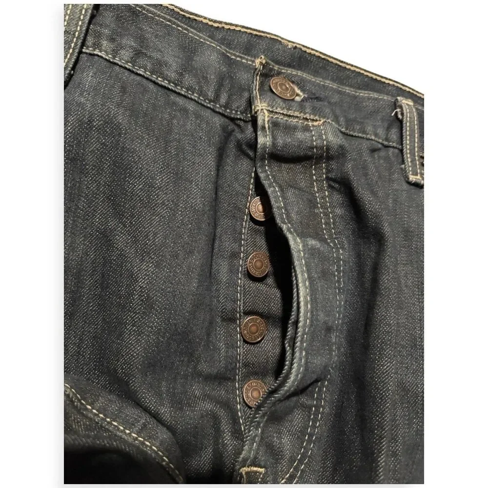 Levi's 501 Jeans Mens 40x30 Blue Straight Button Fly Mid Rise Dark Wash Denim